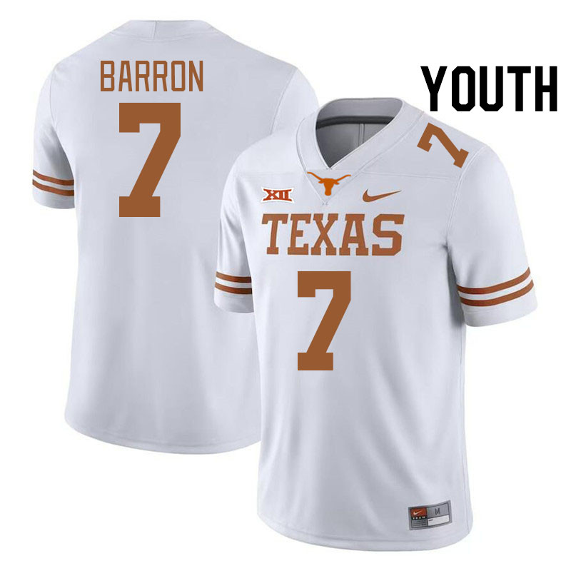 Youth #7 Jahdae Barron Texas Longhorns College Football Jerseys Stitched-White